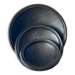 Lot plats  knh  en terre cuite fume intrieur stris  17 - 25 - 32 - 40 cm