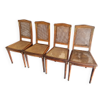 Lot de quatre chaises anciennes style louis xvi, bois et cannage Lot de quatre chaises anciennes style louis xvi, bois et cannage