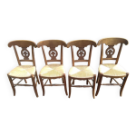 Lot de quatre chaises pailles style directoire