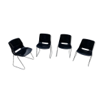 Lot de quatre chaises scandinaves noires, 70 Lot de quatre chaises scandinaves noires, 70