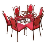 Lot table ronde et 6 chaises en ferronnerie raymond menos haiti