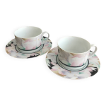 Lot de tasses  th avec sous tasses porcelaine fine japon fleurs