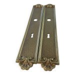 Lot vintage de 3 paires de plaques de porte en laiton lourd lyon france Lot vintage de 3 paires de plaques de porte en laiton lourd lyon france