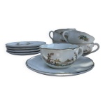 Lot vintage de 5 assiettes et 5 tasses en porcelaine digoin sarreguemines Lot vintage de 5 assiettes et 5 tasses en porcelaine digoin sarreguemines