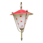 Luminaire suspension lustre en laiton et verre a decor d etoile