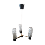 Lustre  3 bras en laiton et verre 1960