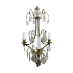 Lustre 3 lumires bronze et cristal