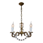 Lustre 3 lumires bronze et cristal