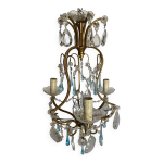 Lustre 3 lumires bronze, cristal et verre de murano