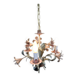 Lustre 3 lumires en fer forg