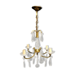 Lustre 4 lumires bronze et cristal