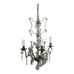 Lustre 4 lumires cristal et bronze blanc