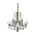 Lustre  5 lumires en bronze et cristal