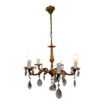 Lustre 5 lumires en bronze et laiton louis xv