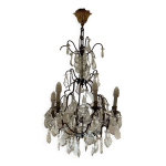 Lustre 6 feux en bronze et cristal taill du dbut xxme - 1mx50cm