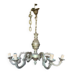 Lustre 6 feux bronze dor vintage 70 cms