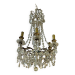 Lustre 6 feux en cristal et bronze - 19me