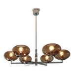 Lustre 6 feux sciolari chrom et verre fum