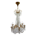 Lustre 6 lumires bronze et cristal