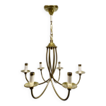 Lustre 6 lumières en bronze et laiton Lustre 6 lumières en bronze et laiton