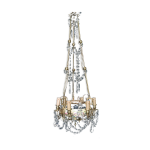 Lustre 6 lumires en cristal bronze et faence