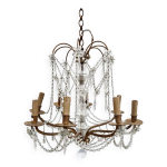 Lustre 8 lumires en bronze et pampilles cristal