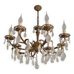 Lustre ancien 8 branches  pampilles en cristal