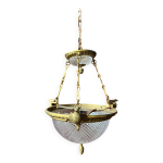 Lustre ancien en bronze dore empire col de cygne