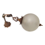 Lustre ancien bronze globe grav lanterne suspensions dcoration