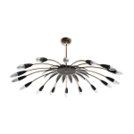 Lustre des annes 50 en laiton pour 16 ampoules, diamtre 100cm