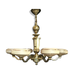 Lustre art dco en bronze 6 lumires