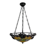 Lustre art dco en fer forg par augustin louis calmels, france, circa 1920