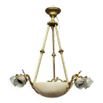 Lustre art dco. marbre, bronze massif dor.