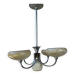 Lustre art d�co opaline bois et m�tal