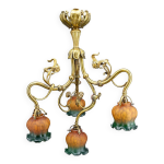 Lustre art nouveau en bronze dor, france, circa 1890