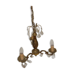 Lustre baroque en bronze et pampilles