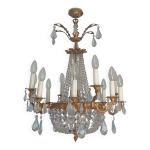 Lustre baroque vritable cristal de bohme et bronze 12 branches