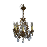 Lustre bronze et cristal 8 feux