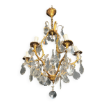 Lustre en bronze  cristaux de style louis xv  6 bras de lumires