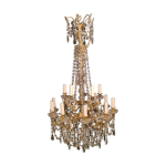 Lustre en bronze dor et cristal milieu xixme