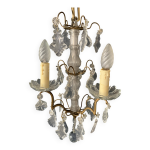 Lustre en bronze dor et pampilles en cristal, dbut du 20e sicle