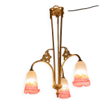 Lustre en bronze dor� et p�te de verre m�ller fr�res, lun�ville, vers 192