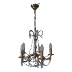Lustre en bronze et pampilles en cristal 5 feux