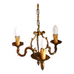 Lustre en bronze, suspension en bronze  3 branches, luminaire de salon.