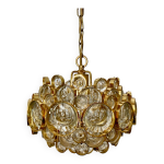 Lustre bulle en cristal et laiton dor attribu  gaetano sciolari pour palwa - allemagne, 1960