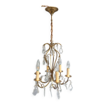 Remarquable lustre cage 6 feux  pampilles de cristal complet en tat de marche