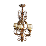 Lustre cage en fer forgé, rustique, fin xlxème début xxème Lustre cage en fer forgé, rustique, fin xlxème début xxème