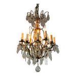 Lustre cage de style louis xv en bronze dor garni de pampilles vers 1920