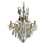 Lustre cage du xixe en cristal et bronze dor (belle qualit)