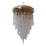 Lustre cascade cristaux onduls murano italie 1970s